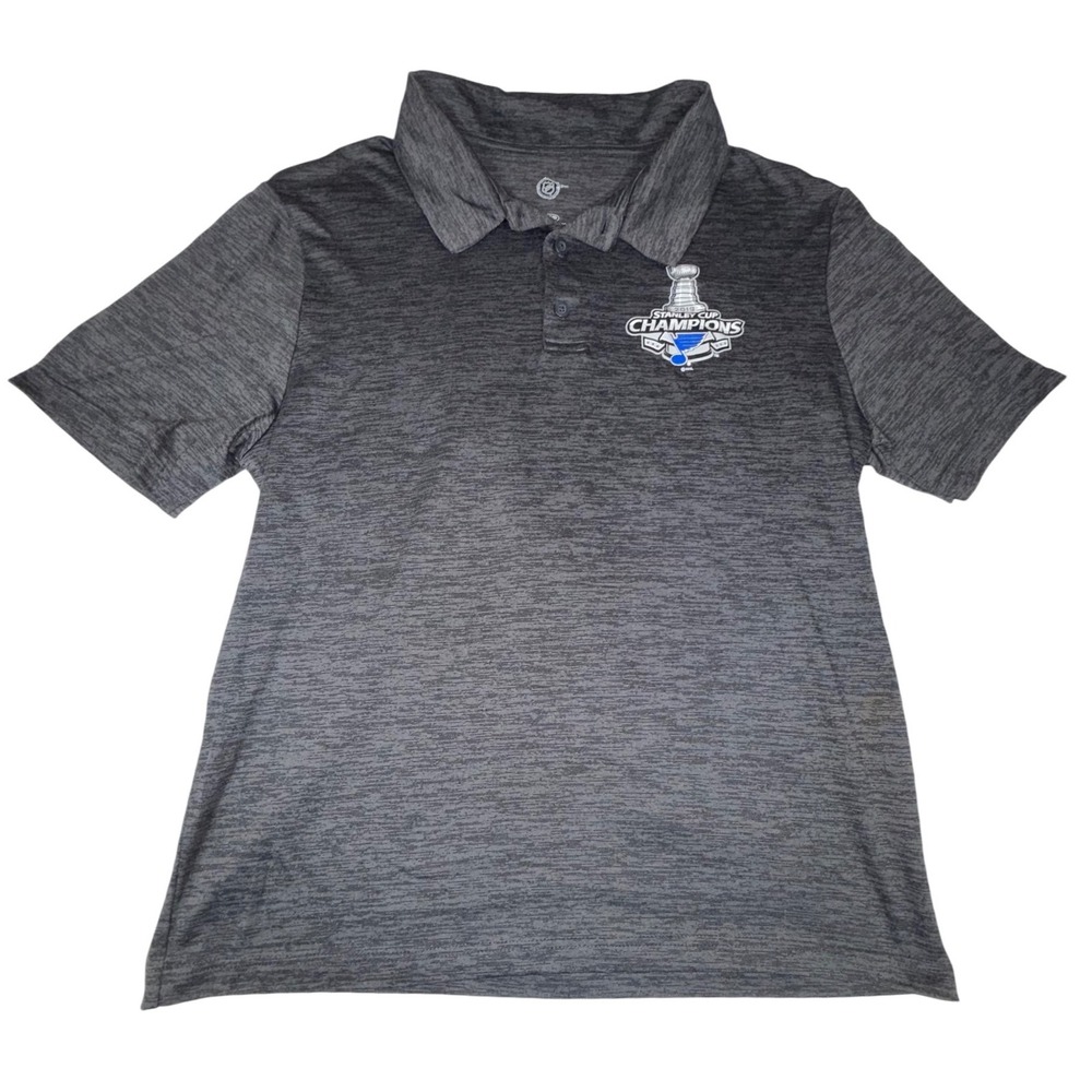 St. Louis Blues 2019 Stanley Cup Champions Polo Mens L Gray NHL Hockey